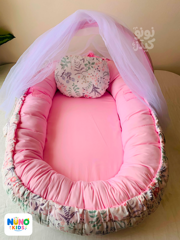 بيبي نيست مشجر بينك للمواليد الجدد | Baby Nest Pink Floral - Nuno Kids