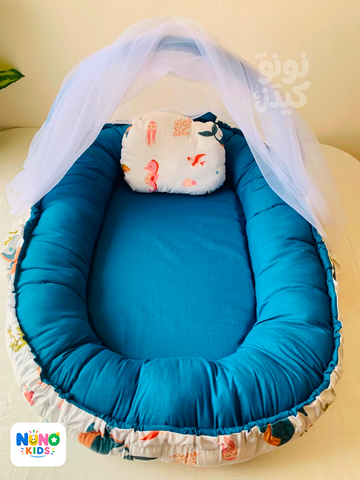 بيبي نيست أزرق الحوت للمواليد الجدد | Baby Nest Whale Blue - Nuno Kids