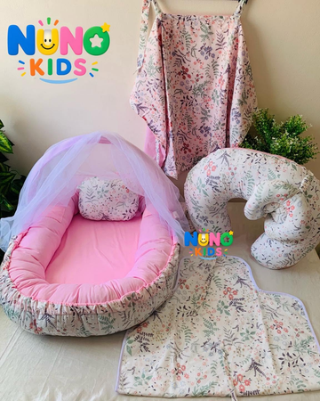 باكدج أول مرة مامي – مشجر وردي | First-Time Mom Bundle – Floral Pink